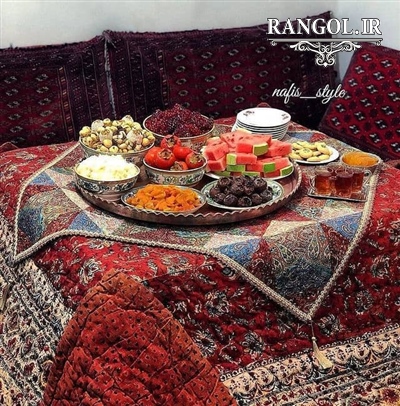 تزیین سفره شب یلدا دیزاین میز شب چله یلدایی