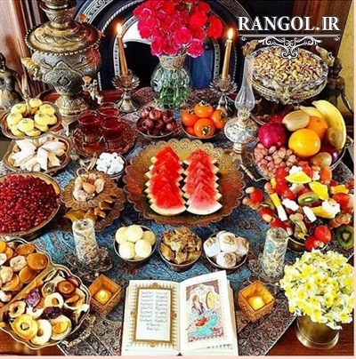 تزیین سفره شب یلدا دیزاین میز شب چله یلدایی