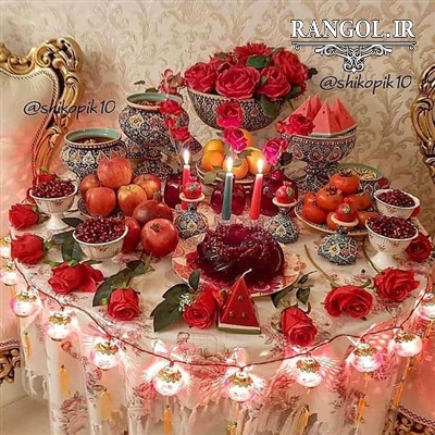 تزیین سفره شب یلدا دیزاین میز شب چله یلدایی