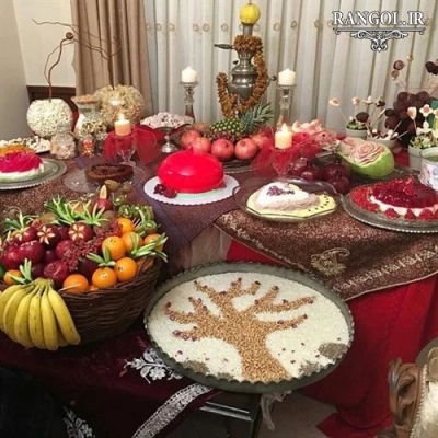 تزیین سفره شب یلدا دیزاین میز چله شیک جدید خاص مدل ایده